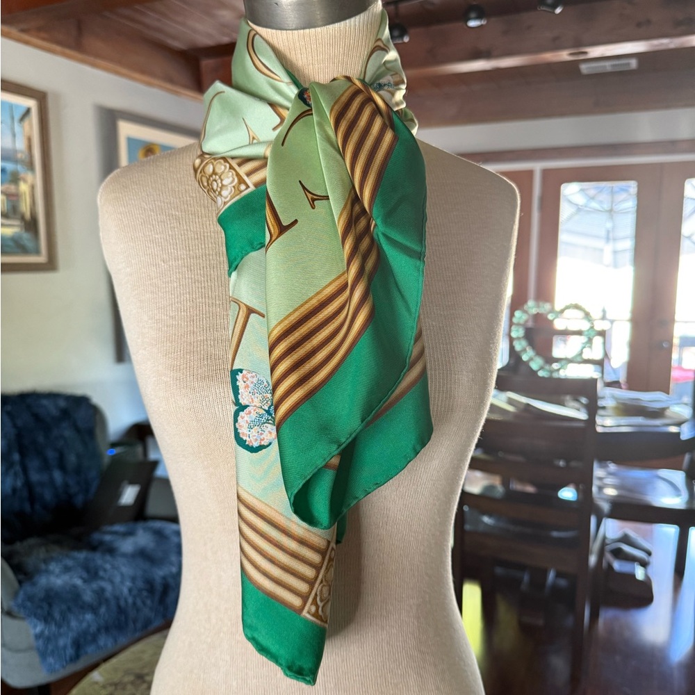 Christian Dior Green Silk Scarf